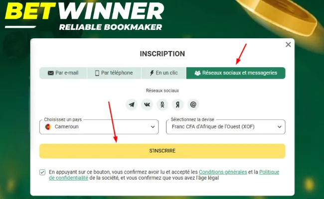 Inscription via Réseaux Sociaux